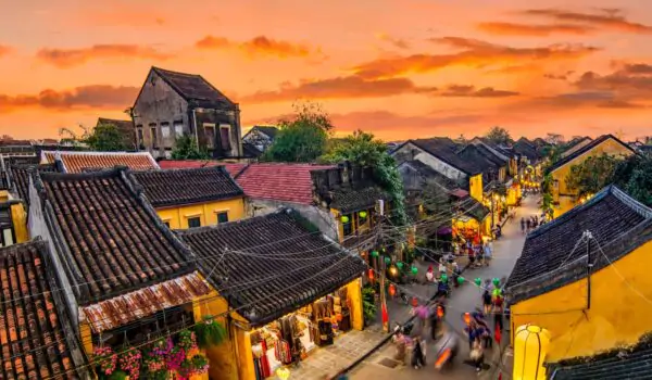 hoin-an-vietnam View of Hoi An, Vietnam old town at dawn